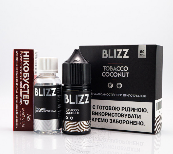 Набор для приготовления жидкости Blizz Salt Tobacco Coconut 30ml 25mg на солевом никотине со вкусом табачки с кокосом