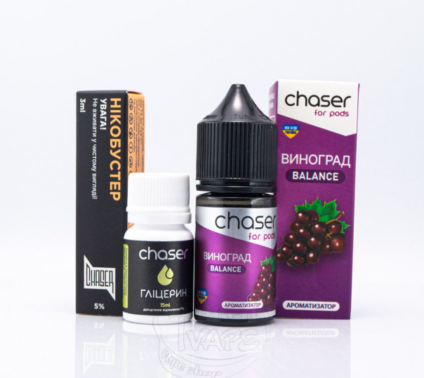 Жидкость Chaser For Pods Balance Salt Виноград 30ml 65mg на солевом никотине (набор)
