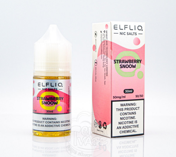 Жидкость Elf Bar ElfLiq Salt Strawberry Snoow 30ml 50mg от ELF BAR (оригинал) со вкусом клубничного мороженого