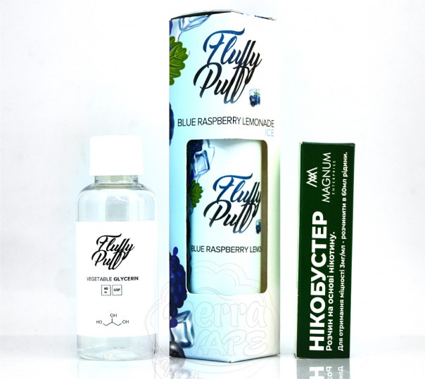Набор для приготовления жидкости Fluffy Puff Organic Blue Raspberry Lemonade Ice 60ml 3mg на органическом никотине