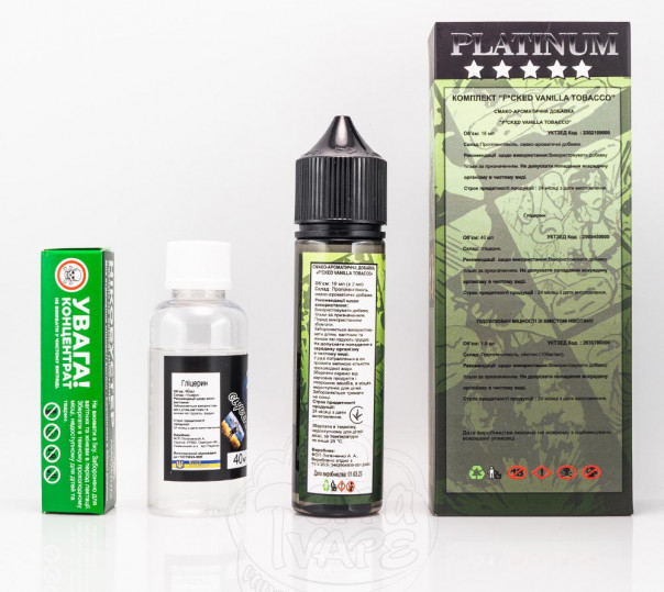 Жидкость Fucked Platinum Organic Vanilla Tobacco 60ml 0mg без никотина со вкусом табачки с ванилью
