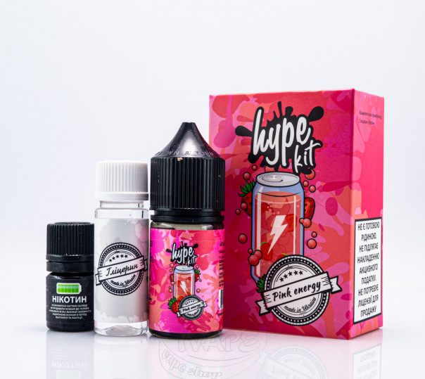 Жидкость Hype Salt New Pink Energy 30ml 50mg на солевом никотине со вкусом клубничного энергетика (набор)