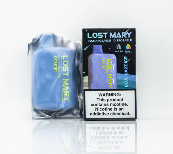 Lost Mary OS4000 Blue Razz Ice (Блакитна малина з холодком) Одноразовий POD