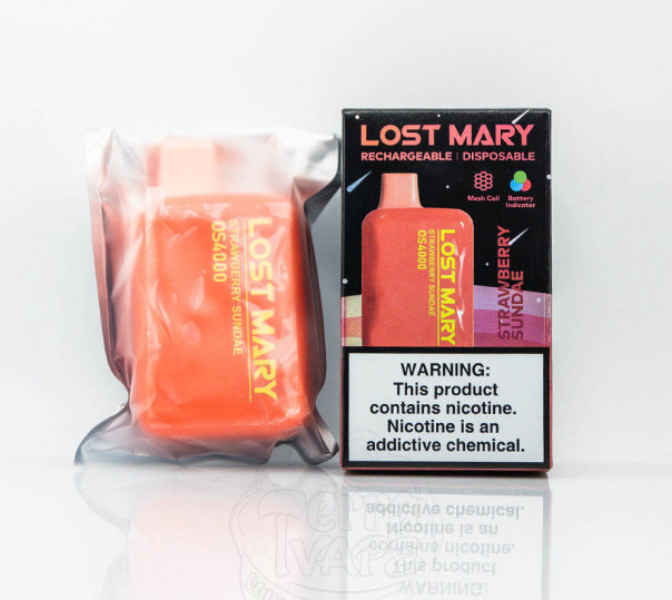 Lost Mary OS4000 Strawberry Sundae (Клубничное мороженое) Одноразовый POD