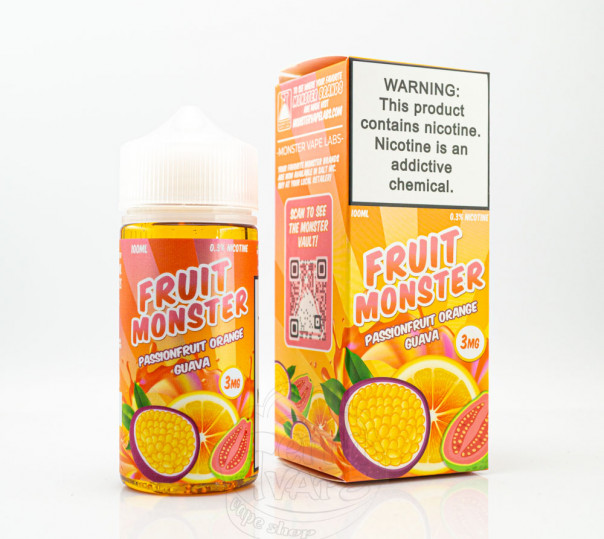 Жидкость Fruit Monster Organic Passionfruit Orange Guava 100ml 3mg на органическом никотине