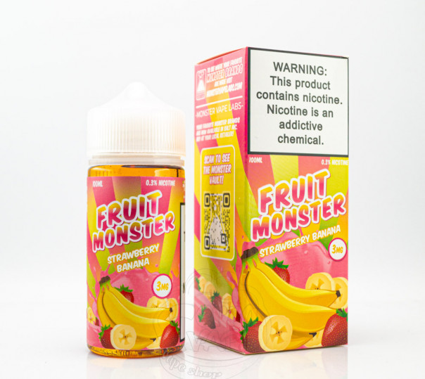 Рідина Fruit Monster Organic Strawberry Banana 100ml 3mg на органічному нікотині