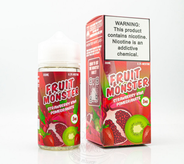 Жидкость Fruit Monster Organic Strawberry Kiwi Pomegranate 100ml 3mg на органическом никотине