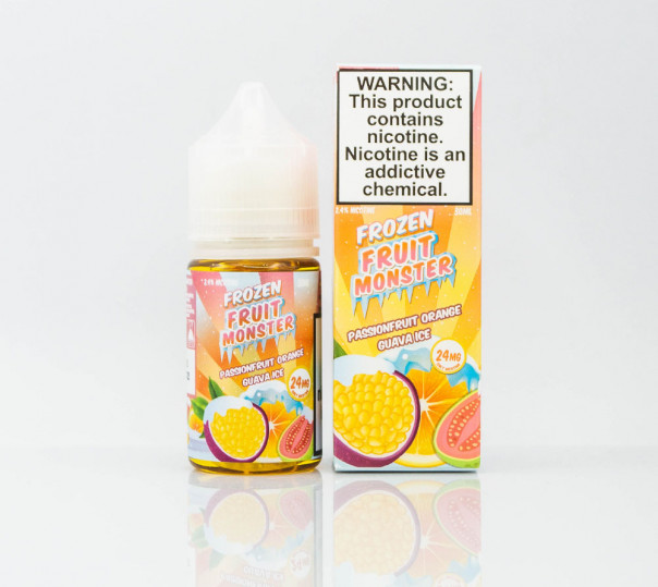 Жидкость Frozen Fruit Monster Salt Passionfruit Orange Guava Ice 30ml 48mg на солевом никотине со вкусом маракуйи, апельсина и гуавы с холодком