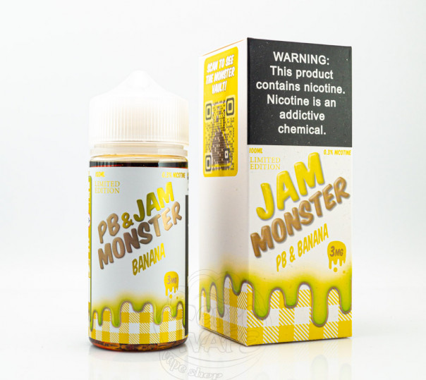 Жидкость Jam Monster Organic PB&Jam Banana 100ml 3mg на органическом никотине со вкусом бананового джема