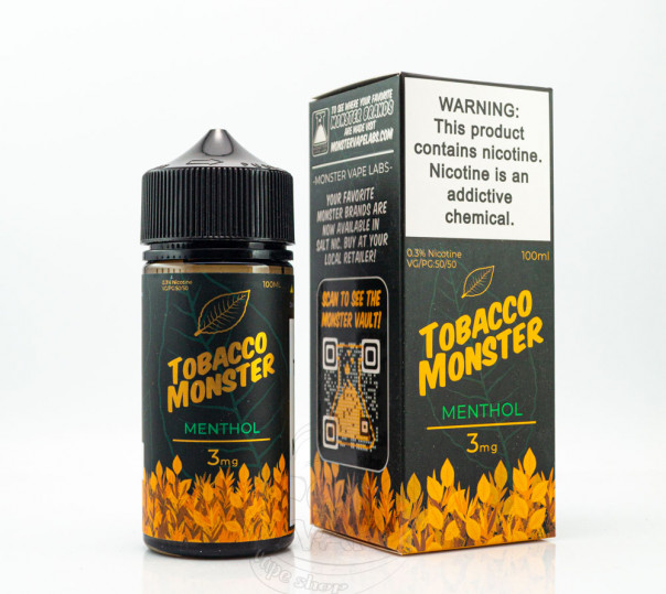 Жидкость Tobacco Monster Organic Menthol 100ml 3mg на органическом никотине