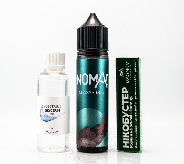Набор для приготовления жидкости Nomad Organic Classy Mint 60ml 3mg на органическом никотине