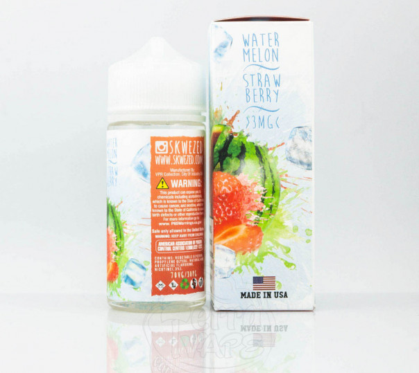 Жидкость Skwezed Organic Watermelon Strawberry Ice 100ml 3mg на органическом никотине со вкусом арбуза и клубники с холодком