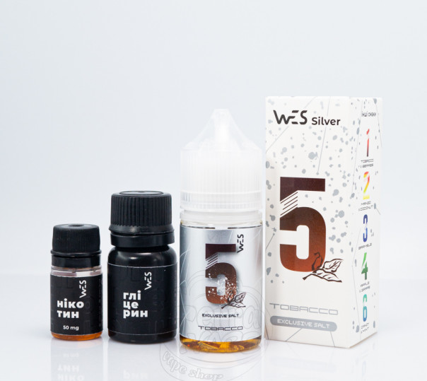 Жидкость WES Silver Salt #5 Tobacco 30ml 65mg на солевом никотине со вкусом табачки (набор)