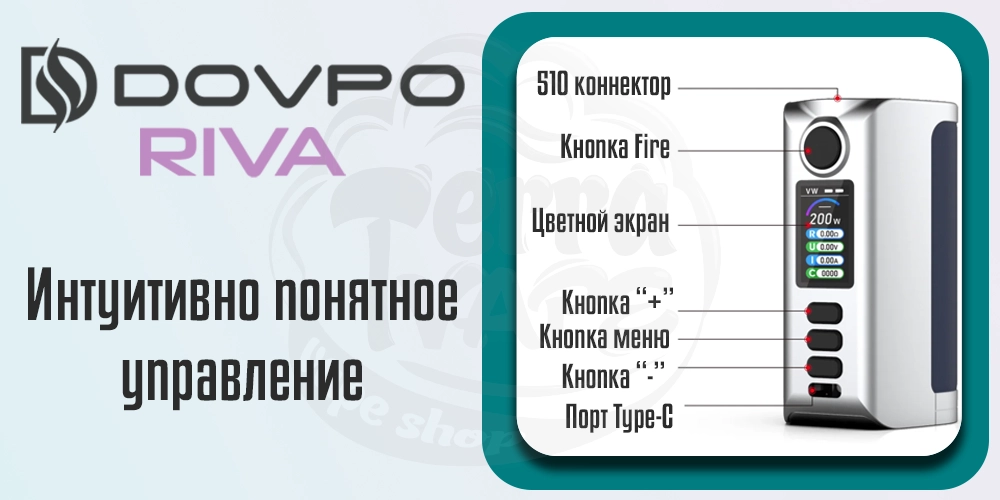Управление Dovpo Riva 200 Box Mod