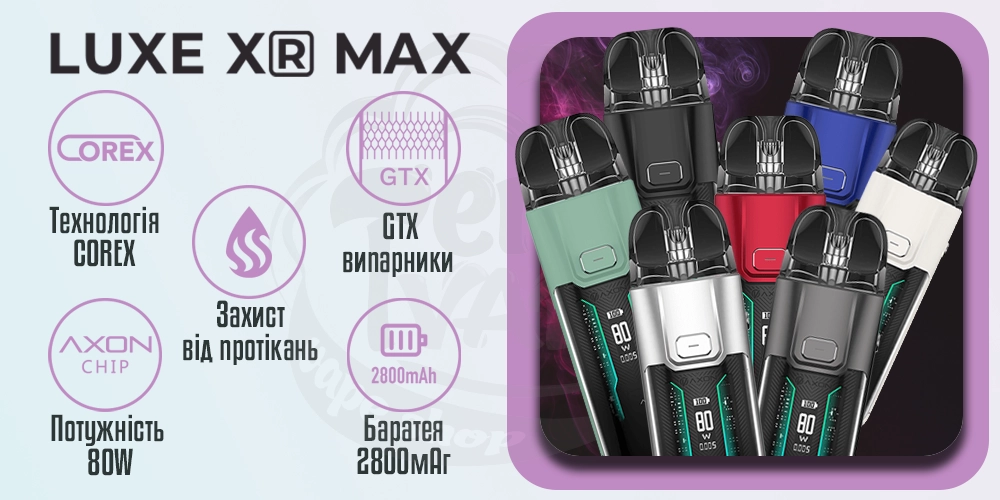 Основні характеристики Vaporesso Luxe XR Max Pod Mod Kit