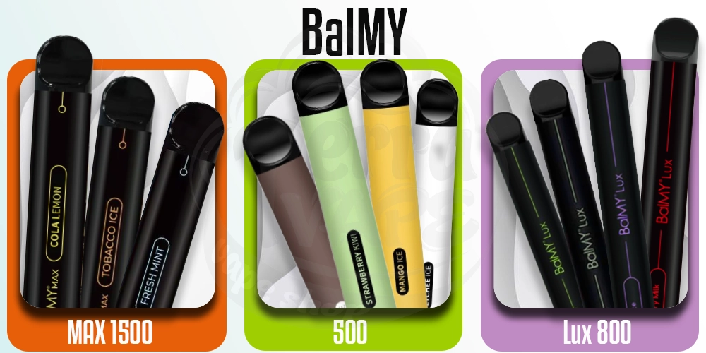 Одноразки Balmy 500 затяжек, LUX 800 затяжек, MAX 1500 затяжек